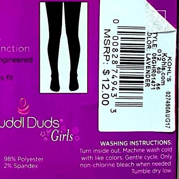 NWT Cuddl Duds Young Girls Lavender Purple Ribbed Sweater Tights, Small/Medium - Picture 9 of 12